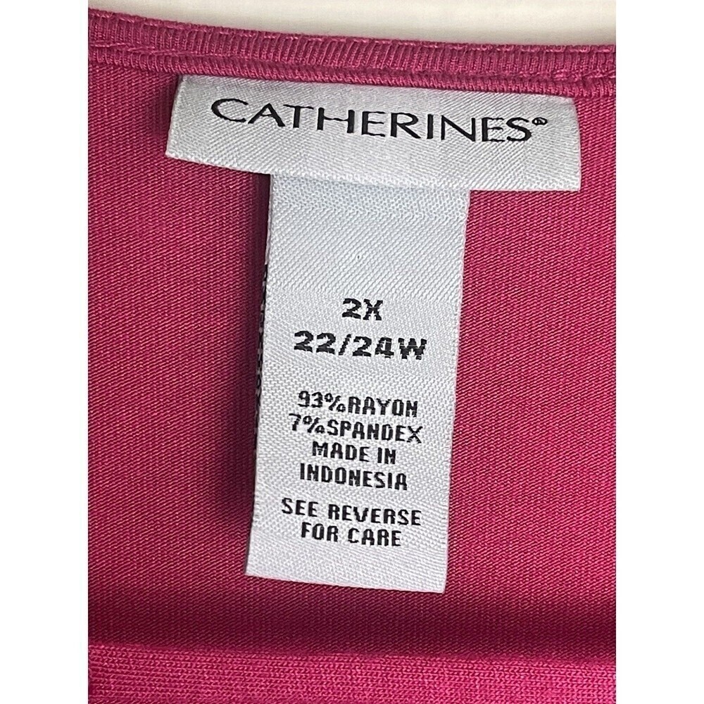 Catherines Jersey Maxi Pink Dress Size 2X Free & Easy With Pockets 3/4 Sleeves - Picture 10 of 13